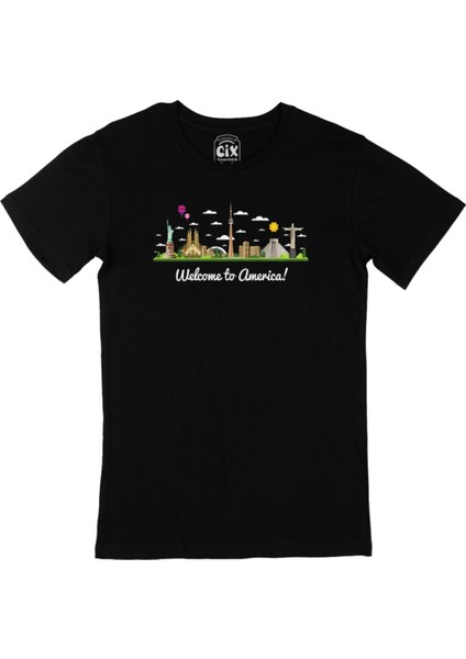 Welcome To America Siyah Tişört