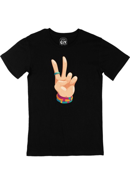 Zafer Işareti Siyah Tişört