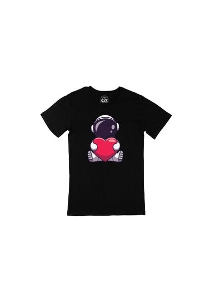 Kalpli Astronot Siyah Tişört