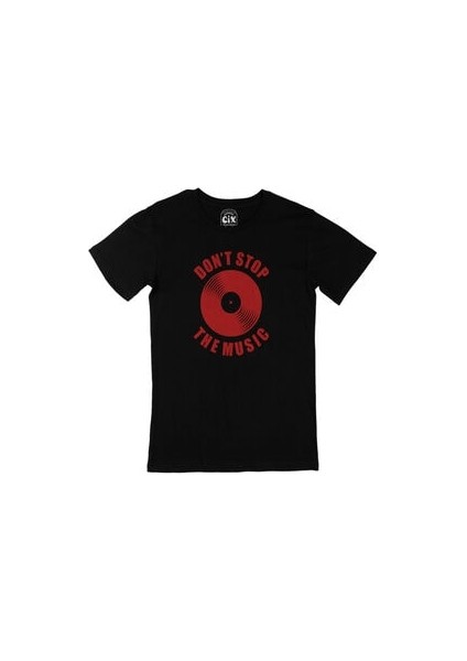Kırmızı Don't Stop The Music Siyah Tişört