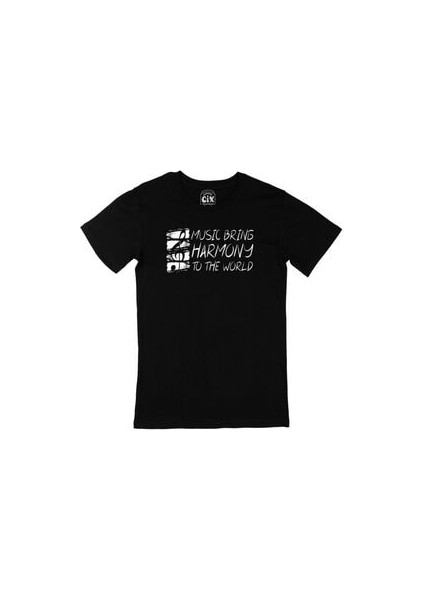 Music Bring Harmony To The World Siyah Tişört