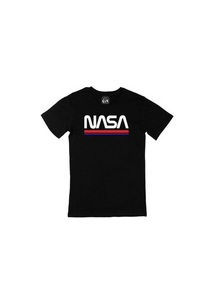 Nasa Yazılı Siyah Tişört