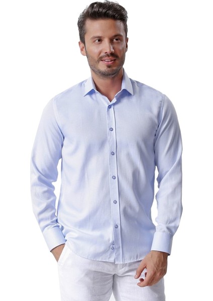 Erkek Açık Mavi Düz Uzun Kollu Oxford Gömlek,OT-CP-20151