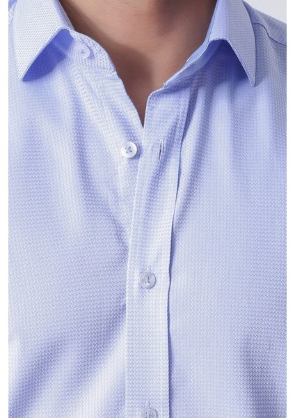 Erkek %100Pamuklu Armürlü Uzun Kollu Yarı Slim Gömlek, OT-C-20127 fırsatları