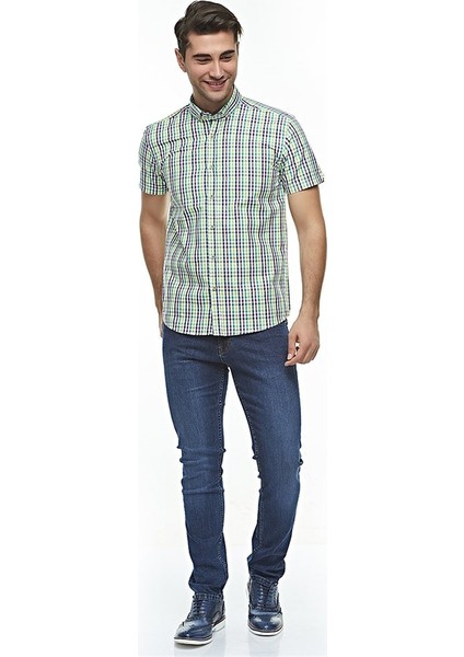 Ekose Kareli Kısa Kollu %100 Pamuklu Regular Gömlek,OT-C-20193 fırsatları