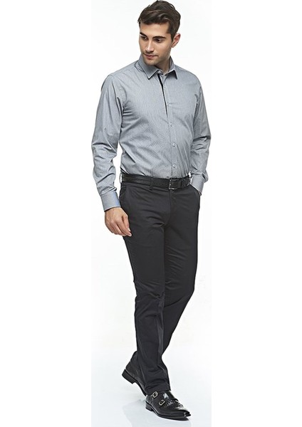 %100 Pamuk Premium Kumaş Siyah Uzun Kollu Regular Gömlek,OT-C-20143
