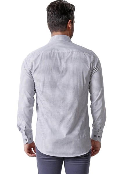 Ekose Kareli Uzun Kol Regular Fit Klasik Gri Gömlek,OT-CP-20113 fiyatları