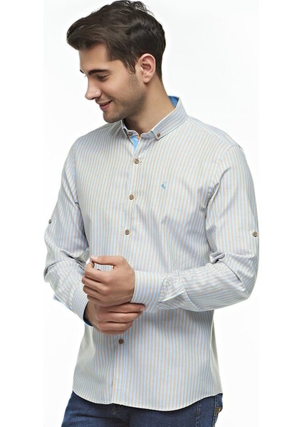 Oxford %100 Pamuklu Çizgili Slim Fit Uzun Kollu Gömlek,OT-C-20070