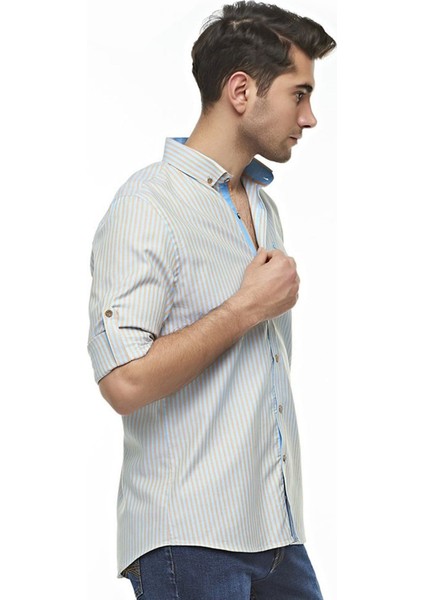 Oxford %100 Pamuklu Çizgili Slim Fit Uzun Kollu Gömlek,OT-C-20070 fiyatları