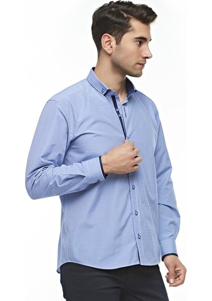 Ekose Kareli Uzun Kol Regular Fit Klasik Mavi Gömlek,OT-CP-20124 fiyatları