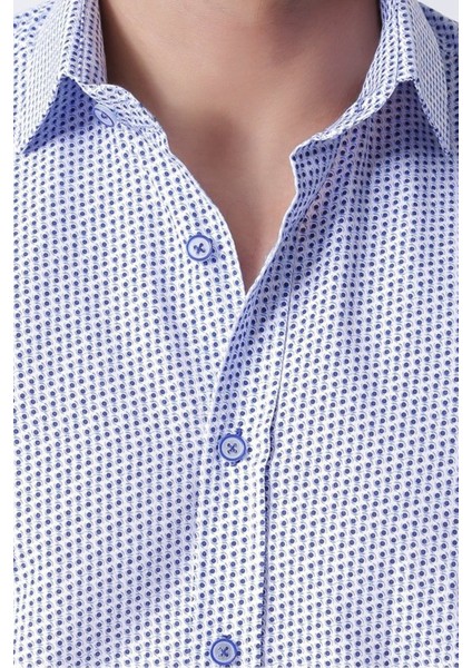 Erkek|Beyaz Lacivert|Desenli|Uzun Kol|Regular|Gömlek|OT-CP-20078 fırsatları