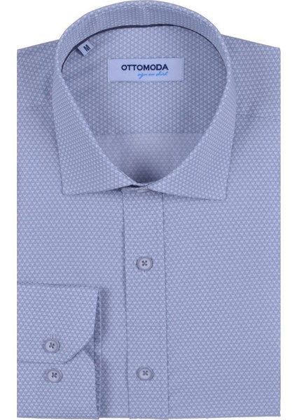 Erkek Desenli Gri Uzun Kollu Pamuklu Regular Gömlek, OT-C-20040 fiyatları