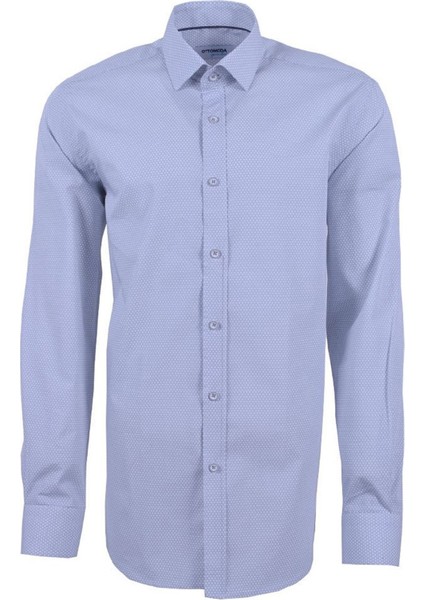 Erkek Desenli Gri Uzun Kollu Pamuklu Regular Gömlek, OT-C-20040 modelleri