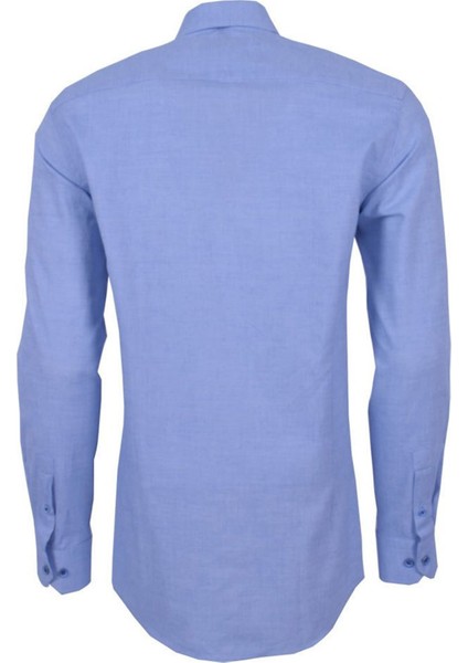 Erkek Mavi Düz Uzun Kollu %100 Pamuklu Regular Gömlek,OT-C-20145 modelleri