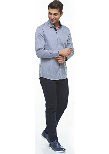 Erkek Pamuklu Çizgili Uzun Kollu Gömlek, OT-C-20134 fırsatları