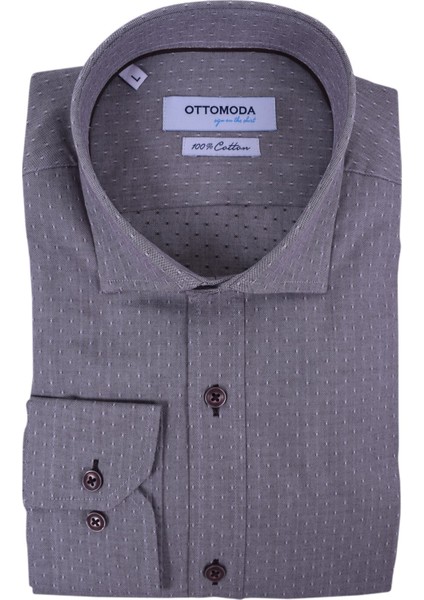 Erkek Kahverengi Armürlü Uzun Kollu %100Pamuklu Gömlek,OT-C-20076 fiyatları