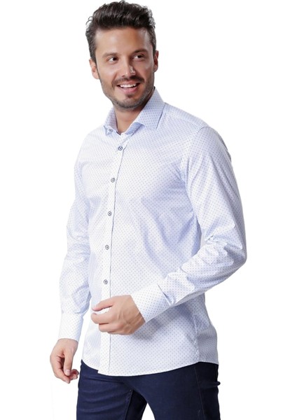Erkek Çizgili Desenli Uzun Kollu %100 Pamuklu Gömlek,OT-C-20077