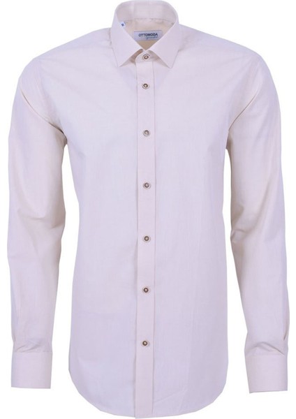 %100 Pamuk Bej Uzun Kollu Klasik Yaka Regular Gömlek,OT-C-20155 modelleri