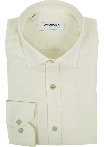 Ekose Uzun Kol Pamuklu Ekru Klasik Yaka Regular Gömlek,OT-C-20152 fiyatları