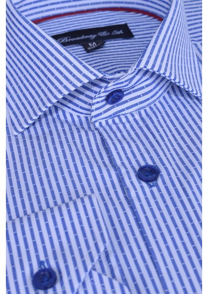 Erkek Çizgili Uzun Kollu İtalyan Yaka Gömlek, B5-011