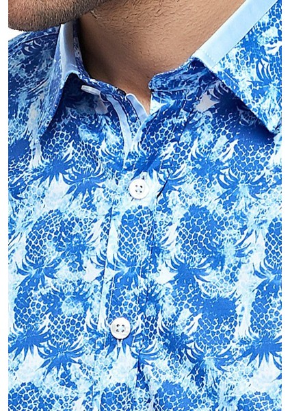 Erkek Beyaz Desenli Uzun Kollu Pamuklu Regular Gömlek, OT-C-20087 indirimleri