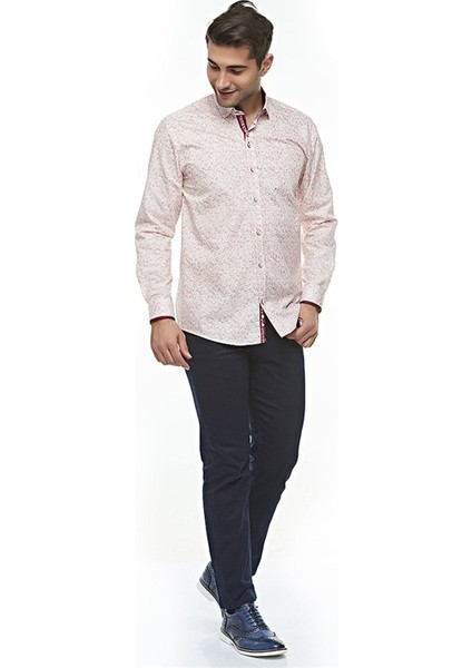 Erkek|Beyaz Bordo|Uzun Kollu|Regular|Pamuklu|Gömlek|OT-C-20090 fiyatları