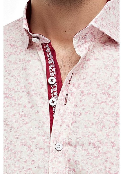 Erkek|Beyaz Bordo|Uzun Kollu|Regular|Pamuklu|Gömlek|OT-C-20090 fırsatları