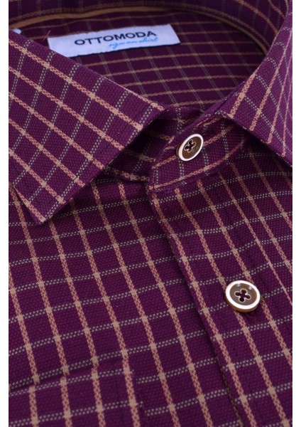 Ekose Kareli Uzun Kollu %100 Pamuklu Regular Gömlek,OT-C-20001