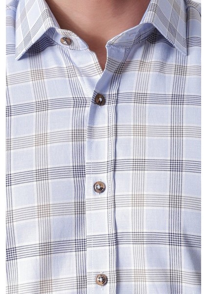 Ekose Kareli Uzun Kollu %100 Pamuklu Regular Gömlek,OT-C-20003