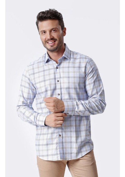 Ekose Kareli Uzun Kollu %100 Pamuklu Regular Gömlek,OT-C-20003 fiyatları