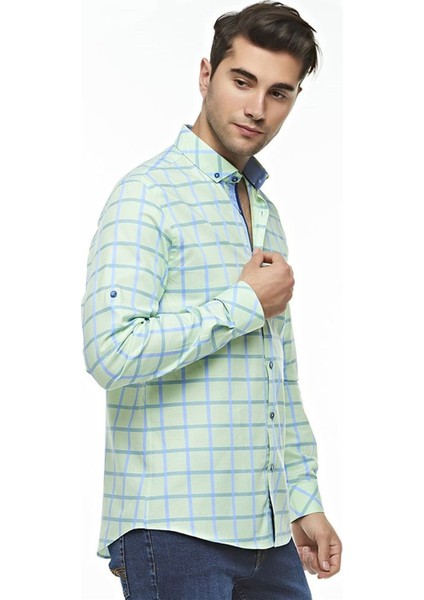 Oxford Ekose Kareli Uzun Kollu Düğmeli Yaka Gömlek, OT-C-20012