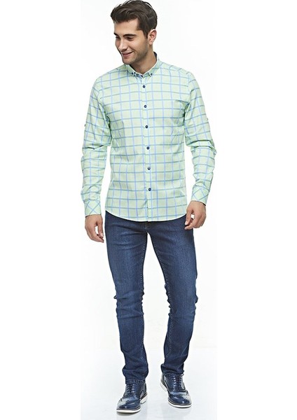 Oxford Ekose Kareli Uzun Kollu Düğmeli Yaka Gömlek, OT-C-20012 fırsatları