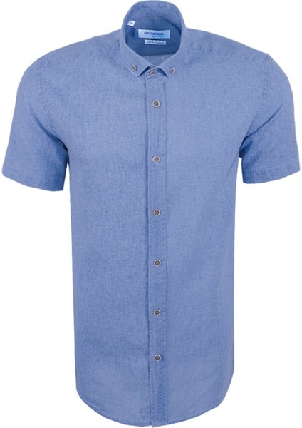 Erkek Kısa Kollu Regular Pamuklu Düğmeli Yaka Gömlek, OT-C-20178 fırsatları