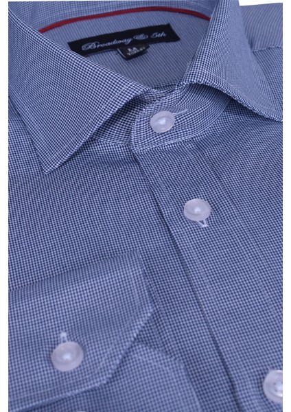 Erkek Ekose Desenli Uzun Kol Regular İtalyan Yaka Gömlek,B5-013