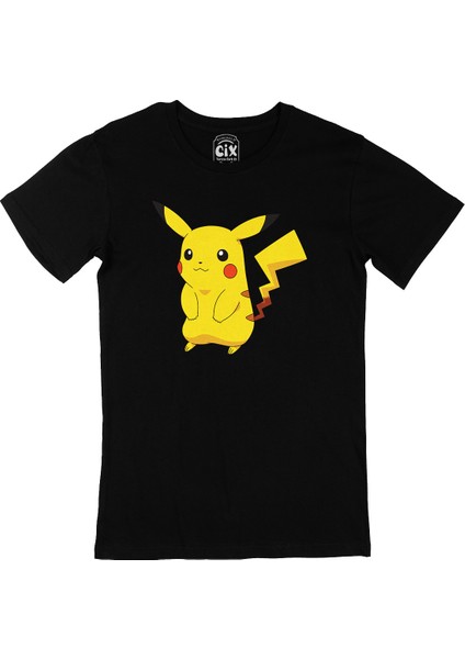 Utangaç Pikachu Siyah Tişört