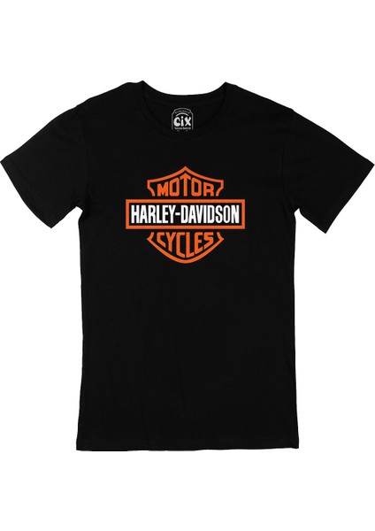 Sarı Harley Davidson Cycles Siyah Tişört
