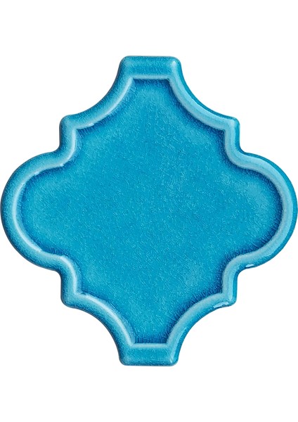 12 x 12 cm Turkuaz Arabesk Desenli Kabartmalı Seramik Karo (5'li 1 Paket)