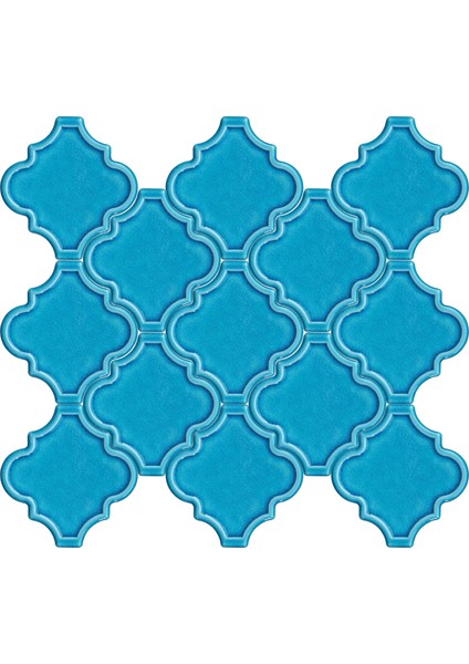 12 x 12 cm Turkuaz Arabesk Desenli Kabartmalı Seramik Karo (5'li 1 Paket)