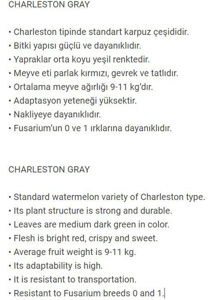 Nadir Bulunan Doğal Charleston Gray Karpuz 20 Adet Tohum