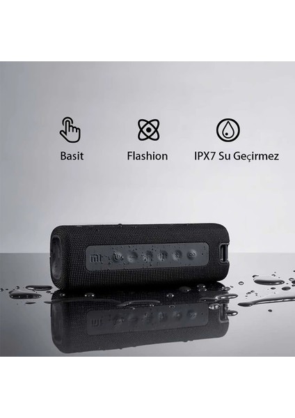 Mi Taşınabilir Bluetooth Hoparlör TWS Bağlantısı Dış Mekan 16W Mi Hoparlör-Siyah