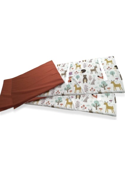 Bebek/Çocuk Beşik Kenar Koruma 120X200 Beşik Için (4 Parça) Sevimli Orman/kiremit Renk