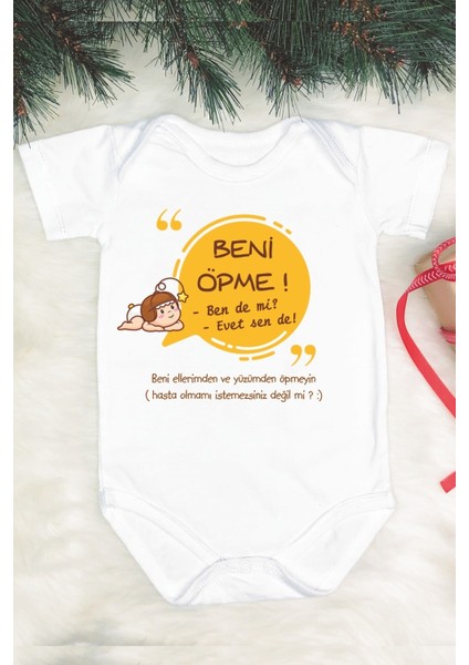 Beni Öpme Baskılı Yarım Kollu Bebek Body & Zıbın