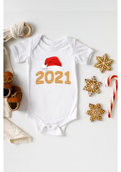 Bebek Beyaz Baskılı Yarım Kollu Body Zıbın