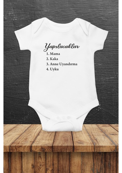 Yapılacaklar Listesi Baskılı Bebek Body Zıbın