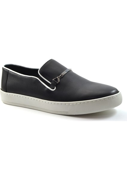 7Y6572-4366 Deri Siyah Casual Erkek Ayakkabı