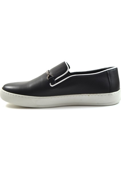 7Y6572-4366 Deri Siyah Casual Erkek Ayakkabı