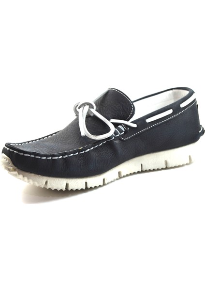 3557-120 Lacivert Yağlı Deri Casual Erkek Ayakkabı