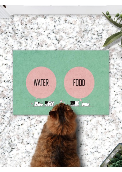 Cute Cats Kedi Köpek Mama Eğitim Paspası ve Beslenme Altlığı