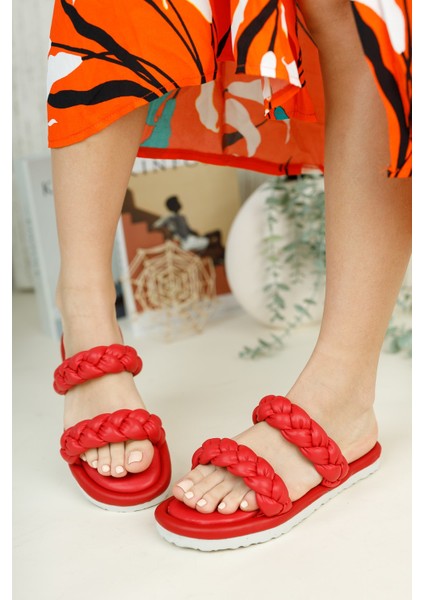 Kırmızı Kadın Terlik 0012801 fiyatları