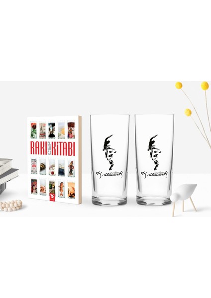 Gift Renkli Baskılı Atatürk Temalı Ikili Rakı Bardağı ve Rakı Cep Kitabı Hediye Seti-22